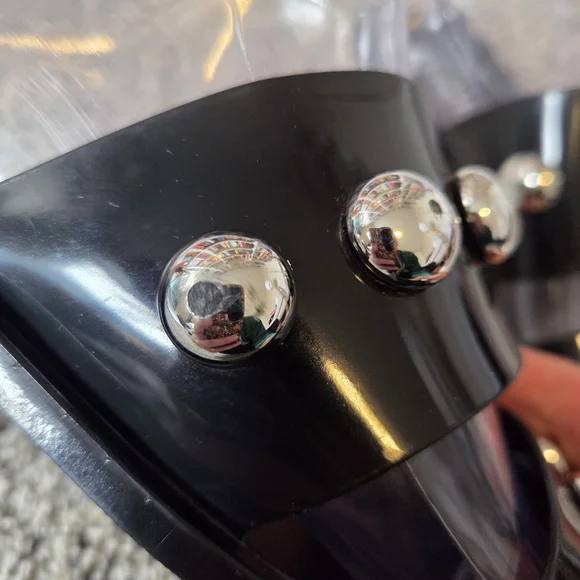 SCHUTZ Lizzie Studded Black Jelly Sandals 9 - Picture 11 of 13